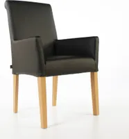Armlehnstuhl Galdo Echtleder Sessel Stuhl Schwarz Eiche Büro Esszimmer Besucher