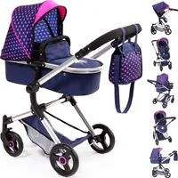 Bayer Design 18454AA Kombi-Puppenwagen Neo Vario mit Tasche, wandelbar als Jogger, verstellbarer Griff, schwenkbare Vorderräder, blau, rosa, Einhorn