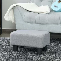 Homcom HOMCOM Fußhocker gepolstert Fußhocker für Wohnzimmer Schlafzimmer Leinen Touch dunkelblau 833-666