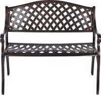 BELIANI Gartenbank Braun Aluminium 104 cm mit Hoher Rückenlehne Französischer Vintage Stil Antik-Optik Outdoor Balkon Terrasse Garten Ausstattung