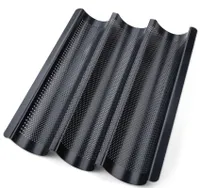 Baguette-Backblech für 3 Baguettes, Backform Für Baguette, Baguetteblech  aus Kohlenstoffstahl und Antihaftbeschichtung, Korrosions und Rostschutz