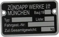 Rahmenschild 19...... für Zündapp
