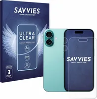 6x Für Apple iPhone 16 (Display+Kamera) Schutzfolie Savvies Displayschutz Display Schutz Folie Klar Transparent