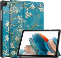 Case2go - Hülle kompatibel mit Samsung Galaxy Tab A9 Plus (2023) 11 Zoll - Auto/Wake-Funktion - Kunstleder TPU Tablet Case Schutzhülle - Weiße Blüte