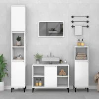 Möbel 3-tlg. Badmöbel-Set Weiß Holzwerkstoff - Badezimmer 3185621