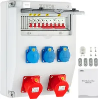 VEVOR Wandverteiler 230V 16A mit 2xSchuko-Steckdose, 2xCEE-Steckdose, 1xAdapter-Buchse 400V 16A Verteilerkästen, IP65 Schutzart Stromverteiler, 5-polig Leitungsschutzschalter für Baustelle im Freien