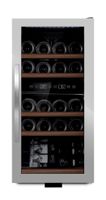 mQuvée Freistehender Weinkühlschrank - WineExpert 24 Stainless | 2 Temperaturzonen | 24 Flaschen | Regalböden aus Buchenholz | zwei Zonen 5-20°C | Glastür mit UV-Schutz | Kompressor