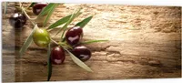 DEQORI Küchenrückwand Glas 125x50 cm 'Dekorativer Olivenzweig' Spritzschutz Bad Rückwand