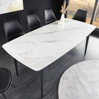 riess-ambiente Esstisch MILANO 160cm Marmor weiß Keramik schwarzes Metallgestell