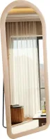SensaHome gepolsterter Standspiegel Oval – Ganzkörperspiegel Wildledersamt – 60 x 160 – Taupe
