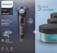 Philips S7783/63 Series 7000 Elektrischer Nass- und Trockenrasierer inkl. Reinigungsstation, Ladestation, Flexible 360° Scherköpfe, 3 extra Kartuschen