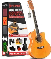Pyle Akustik Gitarre – Guitar with Strings Acoustic, Akustikgitarren, Gitarre für Erwachsene & Kinder Größe 3/4, Westerngitarren mit Stimmgerät