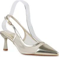 VAN HILL Damen Slingpumps Pumps Spitze Stiletto Absatzschuhe Schuhe 841533, Farbe: Gold, Größe: 39