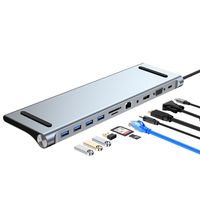 SOONTEC 11 v 1 HDMI adaptér USB-C/VGA/SD/TF/RJ45/3,5mm audio výstup/USB3.0/USB/Type-C(PD) přepínač monitorů, víceportový dok včetně napájení cnn