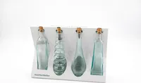 Flasche mit Korken 4er Set Essig- & Ölflasche Glas Landhausstil