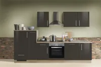 Küchenzeile mit Elektrogeräten Premium 300 cm in lava glänzend