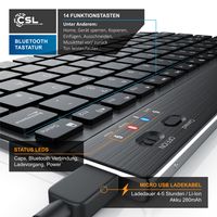 CSL Ultra Slim Bluetooth Tastatur im Aluminium Gehäuse - Deutsches Tastatur-Layout / BT 3.0