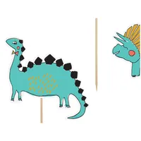 Topper na tort dinozaur 10.5-20cm zielony czarny zestaw 5 sztuk