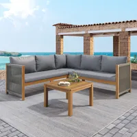 Odikalo Gartenlounge-Set Gartenmöbel-Set Ecksofa Couchtisch Outdoor Sitzkissen Akazien Grau