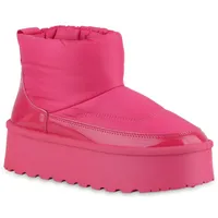 VAN HILL Damen Warm Gefütterte Winter Boots Bequeme Profil-Sohle Schuhe 840788, Farbe: Fuchsia, Größe: 36