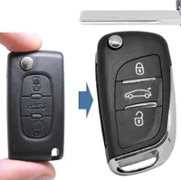 Klapp Schlüssel UMBAU Gehäuse Fernbedienung 3 Tasten HU83 Rohling kompatibel mit Citroen/Peugeot/FIAT