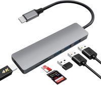 USB-C Hub Multiport Adapter, 6 in 1 tragbarer Platz, 4K UHD USB C zu HDMI, 3 USB 3.0-Anschlüsse, SD/microSD/TF-Kartenleser, USB C Adapter kompatibel für MacBook, iPad Pro,Laptops