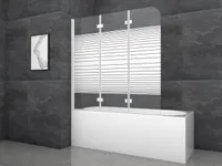 Badewannenfaltwand MARWELL Pulse 3 - 3-flg, 140x140cm - Duschabtrennung in weiß mit Dekostreifen - Duschabtrennung