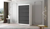 Szafa z drzwiami przesuwnymi 2-drzwiowa 100 cm z półkami Nowoczesna szafa na ubrania model FALCO IV WHITE / BLACK