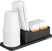 Navaris Kaffee Organizer Set - 24,4 x 8,7 x 6,8cm - Aufbewahrungsbox Kaffeezubehör - Zubehör Box für z. B. Becher Zucker Milch Kaffeesahne Kapseln