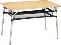 Navaris Bambus Campingtisch faltbar - Klapptisch belastbar bis 50kg für Outdoor Camping Angeln - Tisch mit Netzablage - klappbar höhenverstellbar