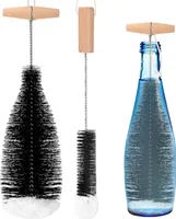 Flaschenbürste für Glasflaschen, 2 Stück Flaschenbürste Set, Flaschenreiniger Bürste extra lang, schwarz