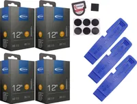 4x Fahrradschlauch Schwalbe 12+ 12.5 Zoll Blitzventil 47-203/62-203 +Reifenheber