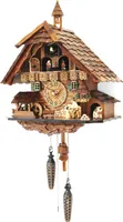 Kuckucksuhr Schwarzwälder  12 Melodien Schindeln Holzhacker Schwarzwaldhaus mit Glockenturm Quarzwerk