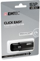 EMTEC B110 Click Easy 3.2 - 512 GB - USB Typ-A - 3.2 Gen 2 (3.1 Gen 2) - 20 MB/s - Dia - Schwarz