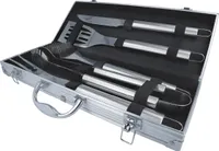 5er Grillbesteck Set EUROHOME Alukoffer Koffer mit Zange, Wender, Gabel, Messer & Reinigungsbürste - Grill Bbq Barbecue Zubehör Grillset - Edelstahl