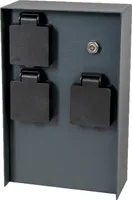 Grafner Edelstahl Design Gartensteckdose Dämmerungssensor, 3 Steckdosen, IP44, eckig, anthrazit, KEIN ROST – Pulverbeschichtung, Energiesäule Mehrfach Metall Außen Steckdose schwarz Helligkeitssensor