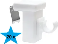 20x Fensterhaken Dekohaken Fensterclip für Fensterdekoration Weiß - Fensterdicke: 10-27mm