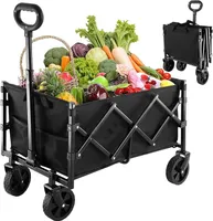 Bollerwagen Faltbar Offroad Schwarz, Faltbollerwagen Belastbar Bis 150 Kg, Klappbollerwagen Für Strand, Garten, Einkäufe Transportkarre