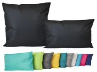 2er Set Outdoor Lounge Kissen Set 45x45cm + 30x50cm Dekokissen Inkl. Füllung Wasserfest Sitzkissen Garten Lotus Effekt, Farbe:Schwarz