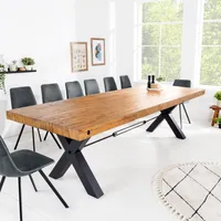 riess-ambiente Massivholz Esstisch THOR 300cm vintage braun Pinie recycelt Industrial Design Eisen X-Gestell Esszimmertisch Konferenztisch Tisch