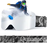 Qunature Rahmenlos Skibrille für Damen/Herren Goggles Anti-fog Schneebrille UV-schutz Schwarz