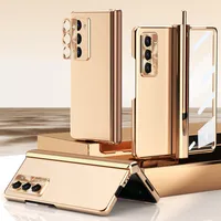 Pouzdro na Samsung Galaxy Z Fold 5 magnetická ochrana pantu s držákem na pero, ochranné pouzdro s fólií na objektiv a displej Zlato