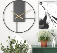 Wohnzimmer große Wanduhr, schwarzes Metall 50cm leise nicht tickende batteriebetriebene Uhr, passend für Schlafzimmer, Büros, Küchen
