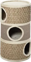 PawHut Kratztonne, Höhe 70 cm, Katzenkratzbaum für katzen 3 Ebenen Katzenbaum Kletterbaum Katzenmöbel mit Sisal Plüsch