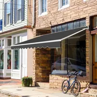 COSTWAY Markýza s klikou 300x250cm Sluneční markýza Ochrana před sluncem, markýza s výklopným ramenem Markýza na terasu pro balkon a verandu šedá