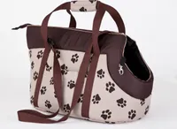 HobbyDog Hundetragetasche Hundetransporttasche Transporttasche Tragetasche - Größe: M - Beige mit Pfoten