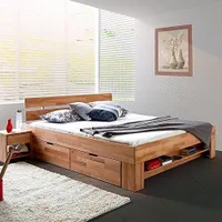 Futonbett Bett Kernbuche massiv geölt Sofie 180x200 cm inkl. 4 Bettkästen