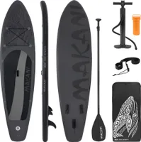 ECD Germany Nafukovací prkno Makani, 320x80x15 cm, černá barva, PVC, do 120 kg, příslušenství pro přepravu s pumpou