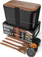 Umami Bento-Lunchbox mit 4 Fächern, Besteck und 2 Saucentöpfen