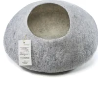 Katzenhöhle handgefertigt aus 100% Schafwolle, Filz Kuschelhöhle, grau